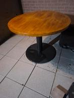 Massief houte ronde tafel met stevige robuste metalen poot!, Huis en Inrichting, Tafels | Eettafels, 100 tot 150 cm, Rond, Zo goed als nieuw
