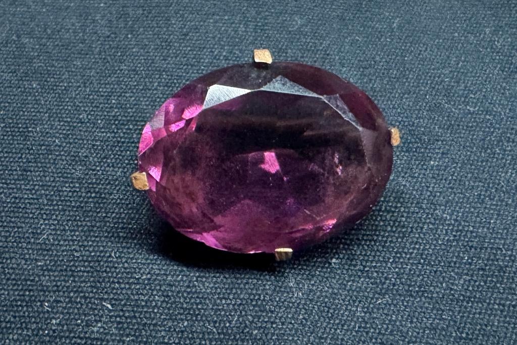 Broche Vintage Améthyste Années 1950, Bijoux, Sacs & Beauté, Bijoux anciens, Enlèvement ou Envoi, Autres matériaux, Broche