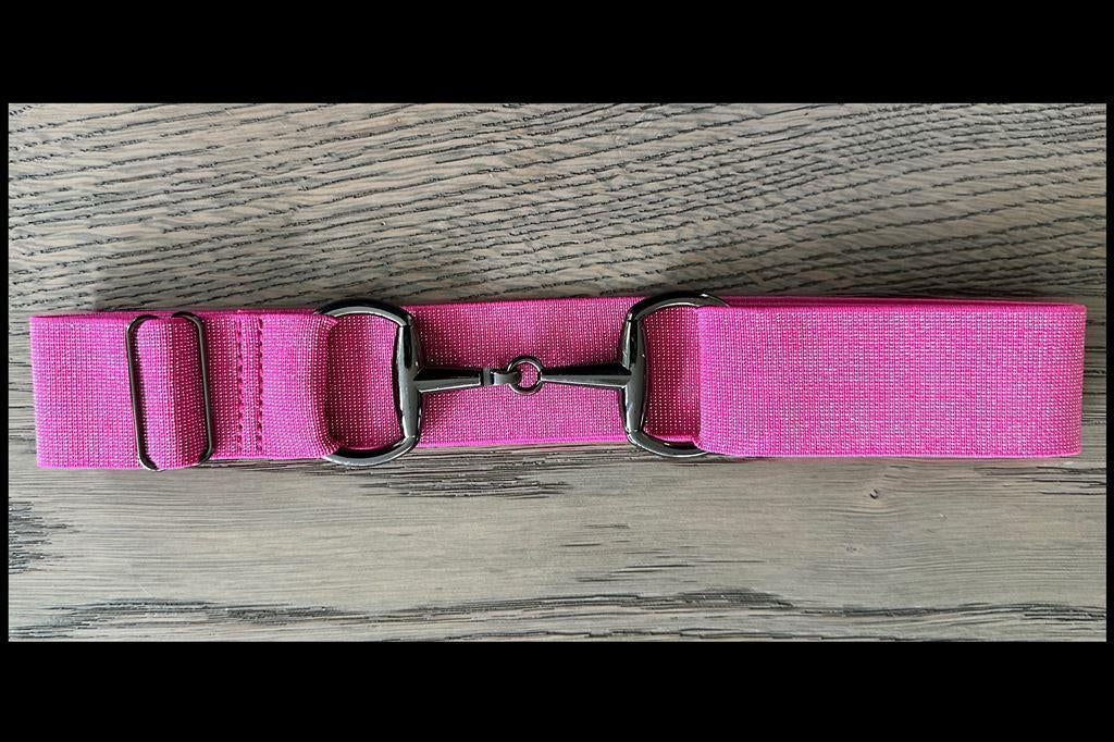 Glitter Roze - Zwart - Paardrij Riem - Trensriem - Paardrijr, Enlèvement ou Envoi, Neuf, Western, Autres types