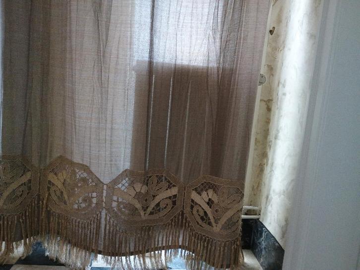 Rideaux avec bordure en dentelle de Bruges /1 paire, Hobby & Loisirs créatifs, Dentelle, Comme neuf, Autres types, Enlèvement ou Envoi