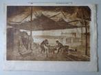 Grote ets in bister "Steenbakkerij" door Van den Broeck, Antiek en Kunst, Kunst | Etsen en Gravures, Origineel, Ophalen of Verzenden
