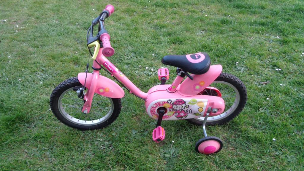 14 inch roze fiets, Ophalen, Zo goed als nieuw, 14 inch of minder, B'twin