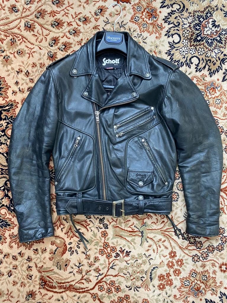 Perfecto Schott - cuir vachette - patine Vintage, Schott, Enlèvement ou Envoi, Porté, Taille 46 (S) ou plus petite