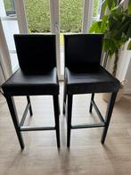 Twee zwarte barstoelen, Huis en Inrichting, Barkrukken, Ophalen, Gebruikt, Met voetsteun, 60 tot 90 cm