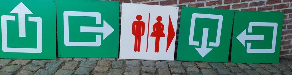 Grote signalisatie panelen nooduitgang WC 60x60 set, Ophalen
