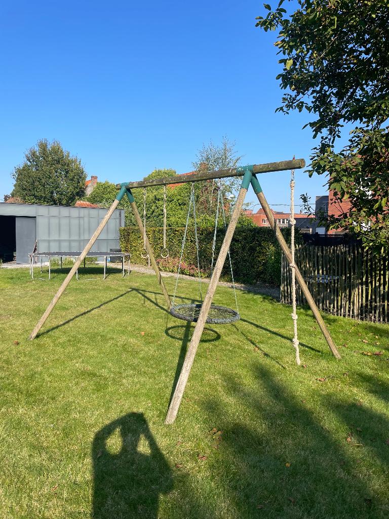 Schommel met nest, klimtouw en ringen, Kinderen en Baby's, Speelgoed | Buiten | Speeltoestellen, Ophalen, Gebruikt, Schommel