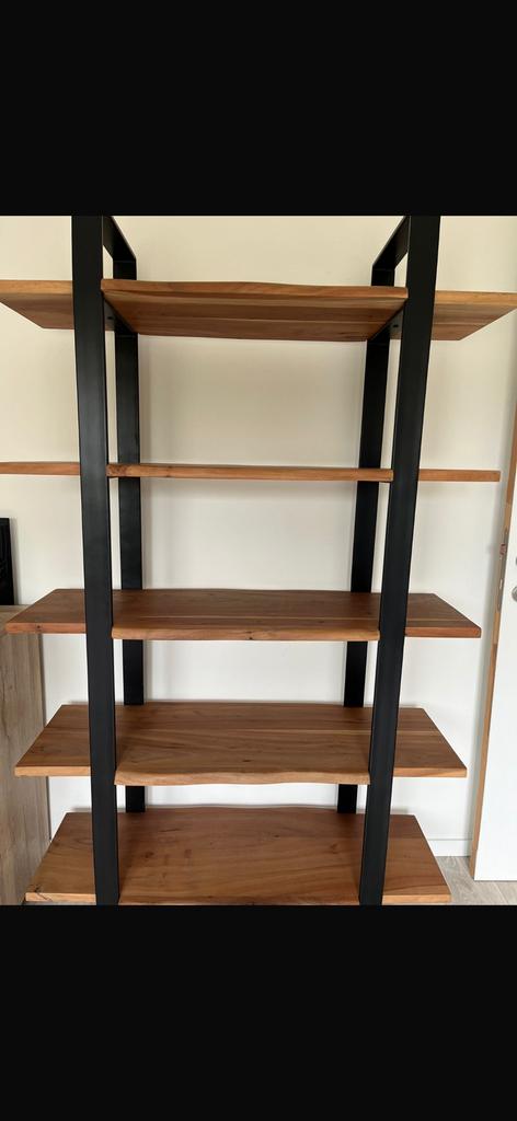 “Industrieel wandrek hout & zwart staal – stevig en stijlvol, Enlèvement, Comme neuf