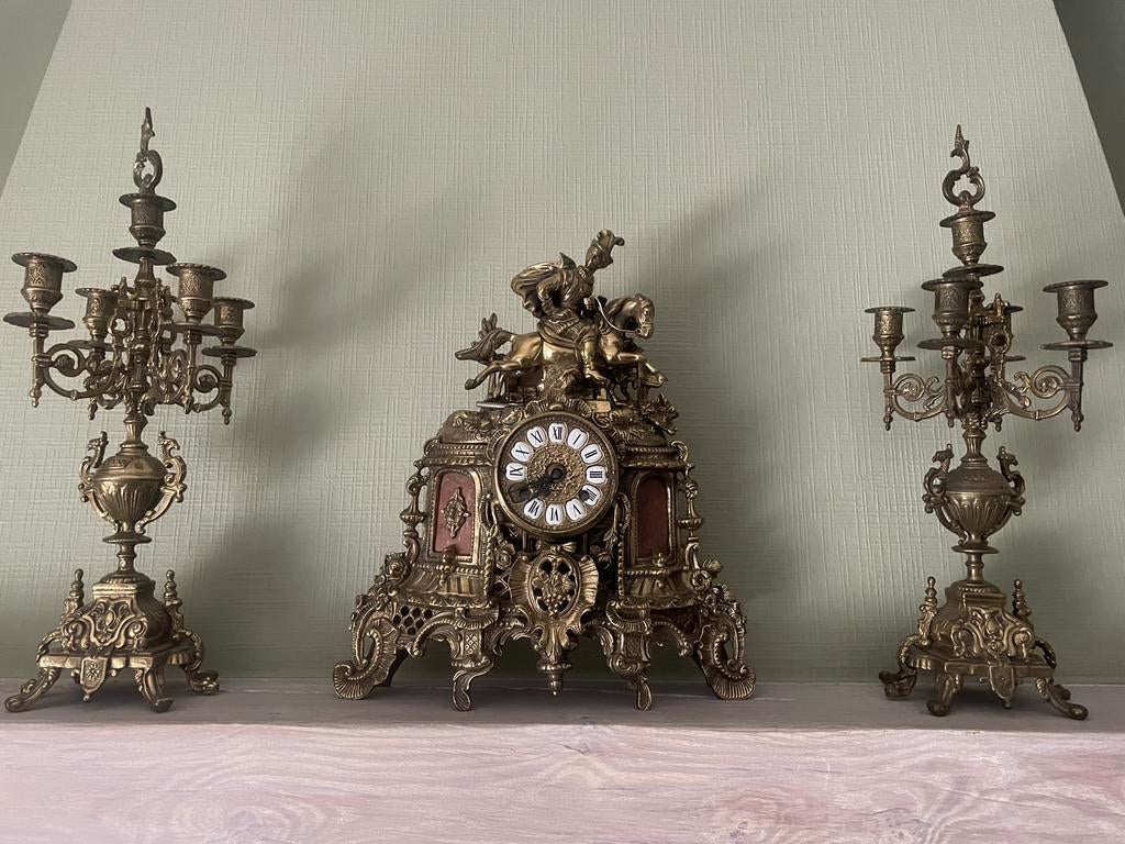 3 delige schouwgarnituur, Antiquités & Art, Antiquités | Horloges, Enlèvement