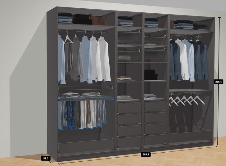 Dressing PAX 300 cm, super état, Maison & Meubles, Armoires | Commodes, Comme neuf, 200 cm ou plus, 200 cm ou plus, 50 à 75 cm