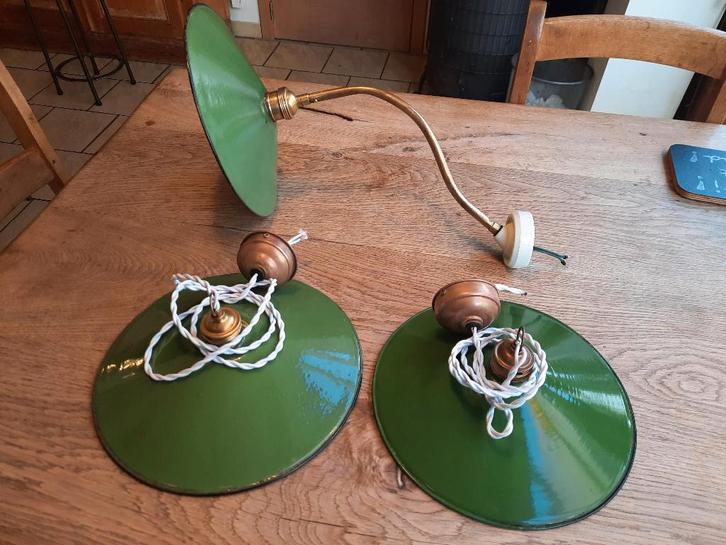 Trio de luminaires Emaillé 1930, Maison & Meubles, Lampes | Suspensions, Enlèvement ou Envoi