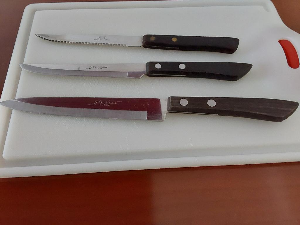 3 keukenmessen in stainless steel, Maison & Meubles, Cuisine | Couverts, Enlèvement, Comme neuf, Autres matériaux, Couverts en vrac