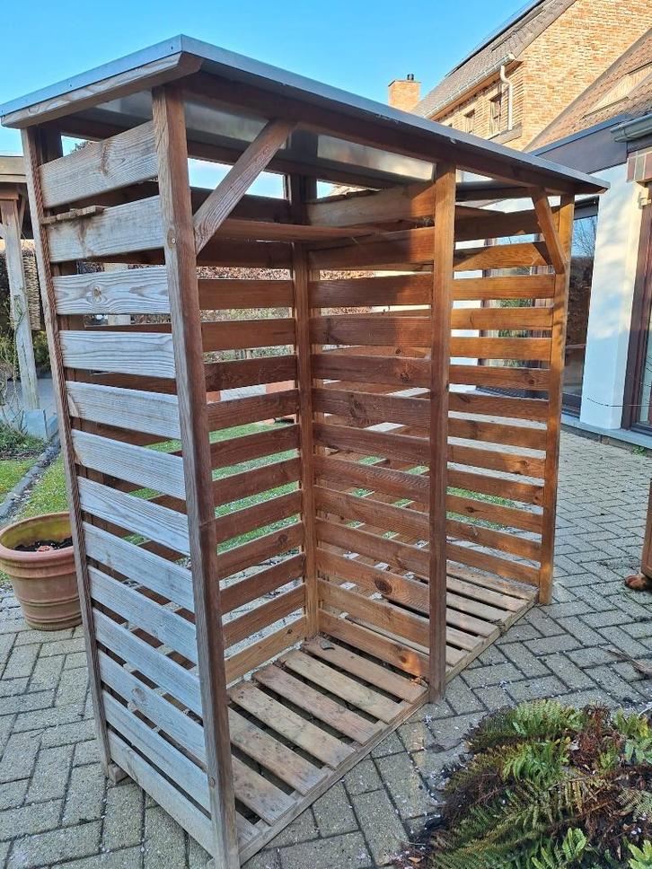 houten brandhout rek met zinken dak in uitstekende staat, Tuin en Terras, Brandhout, Ophalen