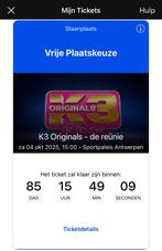 Ticket K3 Originals - de reünie, Tickets en Kaartjes, Eén persoon