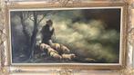 Oude schilderij van R Thiers herder met schapen, Antiek en Kunst, Kunst | Schilderijen | Klassiek, Ophalen of Verzenden