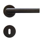 Zwarte deurkruk 19mm rechte hoek met rozas, Nieuw, Inox, Ophalen of Verzenden, Klink of Kruk