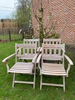 Set 4 tuinstoelen teakhout, Jardin & Terrasse, Chaises de jardin, Comme neuf, Enlèvement, Bois de teck