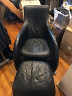 Fauteuil en cuir noir avec repose-pieds – LOGE – Montis, Enlèvement, Utilisé, Cuir