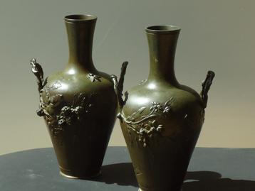 François MOREAU Paire de vases bronze Art Nouveau Jugendstil