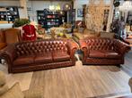 originele engelse springvale chesterfield rood bruin salon, Huis en Inrichting, Zetels | Zetels, Ophalen of Verzenden