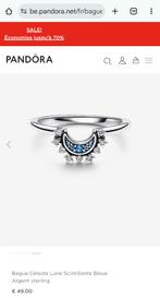 Blauwe hemelring met sprankelende maan van Pandora, Handtassen en Accessoires, Ringen, 19 tot 20, Nieuw, Ophalen of Verzenden
