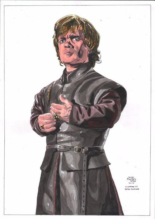 Tyrion Lannister (Game of Thrones) Diego Mendes XL tekening, Antiek en Kunst, Kunst | Tekeningen en Fotografie, Verzenden