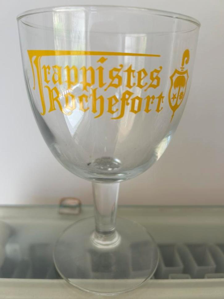 Verre à bière logo jaune Trappistes Rochefort, Collections, Marques de bière, Comme neuf, Enlèvement