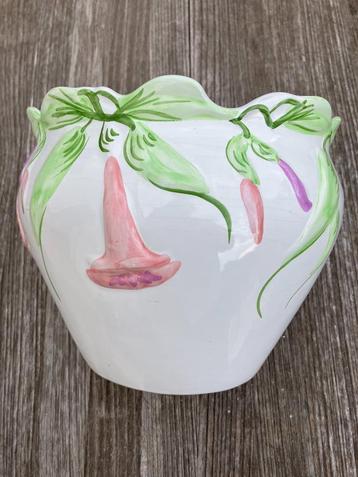 Cache pot en céramique Vintage Art Deco motifs floraux roses, Enlèvement
