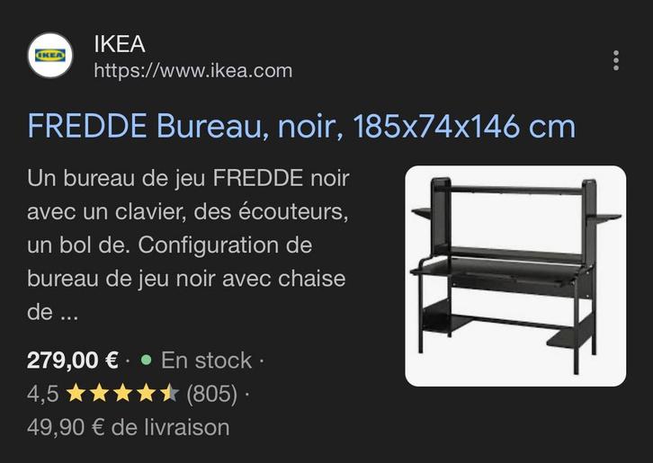 Meuble PC gaming IKEA Fredde, Huis en Inrichting, Overige Huis en Inrichting, Zo goed als nieuw, Ophalen