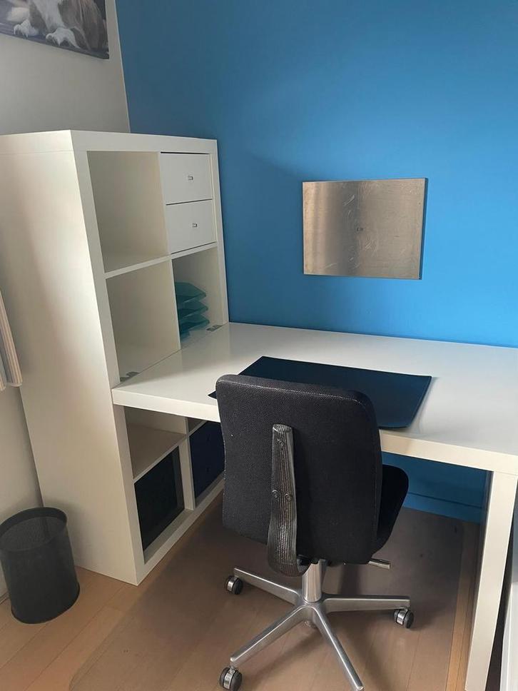 Bureel met kast (wit), Huis en Inrichting, Bureaus, Gebruikt, Bureau, Ophalen