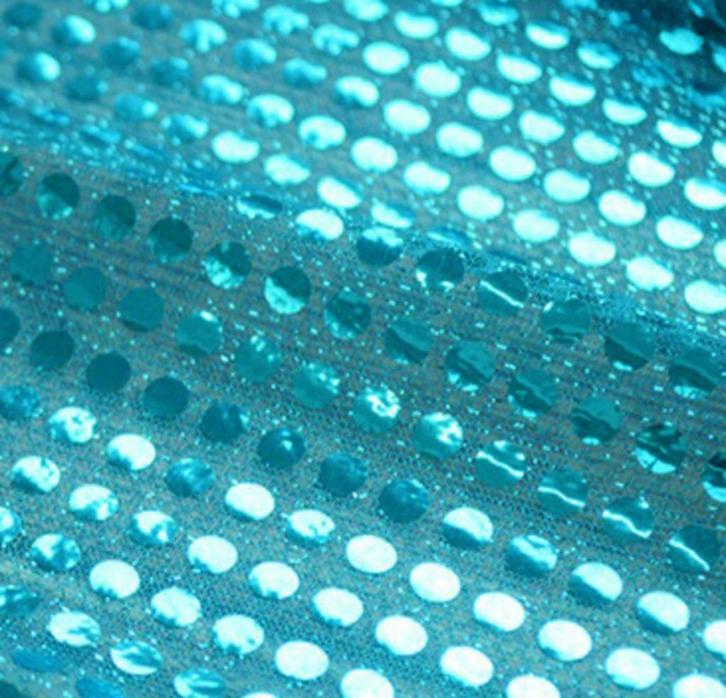 6509) 3 meter pailletten cyaan, Hobby en Vrije tijd, Stoffen en Lappen, Nieuw, Polyester, 30 tot 120 cm, 200 cm of meer, Blauw