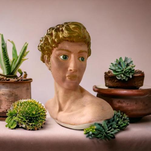 Buste / buste vintage en plâtre déco rétro, Antiquités & Art, Art | Sculptures & Bois, Enlèvement ou Envoi