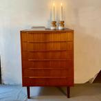 Commode danoise vintage avec 6 tiroirs. Placage teck, Maison & Meubles, Armoires | Commodes, 25 à 50 cm, 5 tiroirs ou plus, Teck