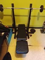 Opplooibare fitnessbank met halters en gewichten, Sport en Fitness, Ophalen, Zo goed als nieuw