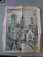 dagblad vooruit 1950,s Print van Gent Oscar Bonnevalle, Verzamelen, Foto's en Prenten, Verzenden, Zo goed als nieuw, 1940 tot 1960