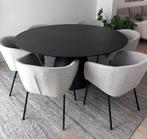 Zwarte ronde eettafel met 6 stoelen, Huis en Inrichting, Ophalen