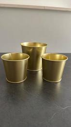 Bloempotjes in goudkleur “3 samen”, Tuin en Terras, Bloempotten, Ophalen, Gebruikt