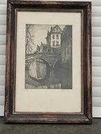 gravure pont de bruges signe roger hebbelinck, Antiek en Kunst, Kunst | Etsen en Gravures, Ophalen of Verzenden