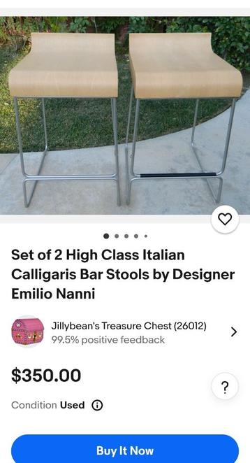Set van 2 barstoelen Calligaris by Emilio Nanni  beschikbaar voor biedingen