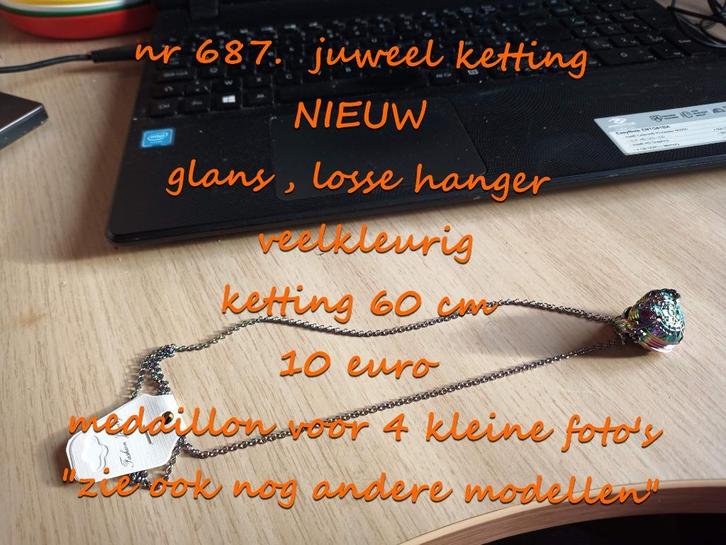 687. juweel ketting met medaillon , NIEUW ,  verzending inbe, Handtassen en Accessoires, Kettingen, Nieuw, Overige materialen
