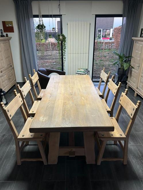 Eiken eetkamer (ambachtelijk gemaakt), Huis en Inrichting, Complete eetkamers, Gebruikt, 6 tot 8 stoelen, Ophalen