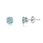Zilveren oorbellen zirkonia 4mm - Aqua - OP=OP!, Nieuw, Ophalen of Verzenden, Met edelsteen, Knopjes of Stekers