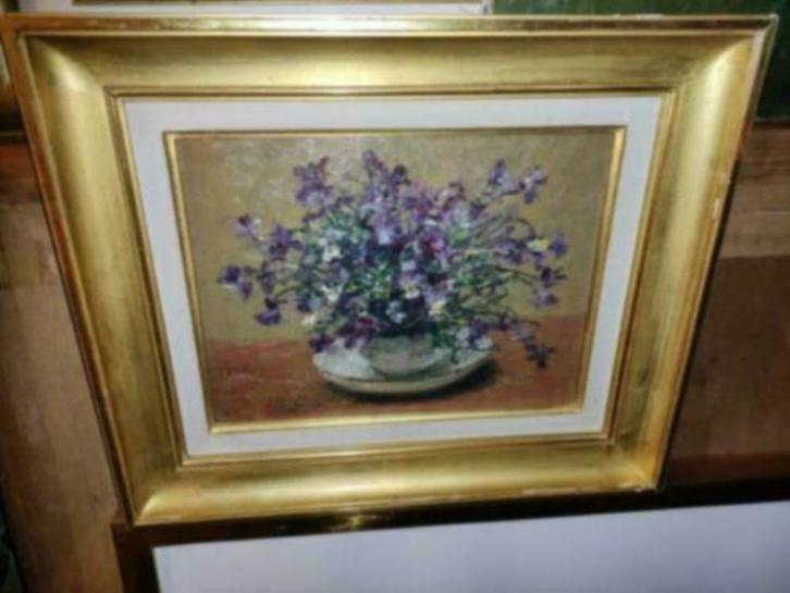 huile sur panneau nature morte signe oswald poreau, Antiek en Kunst, Kunst | Schilderijen | Klassiek, Ophalen of Verzenden