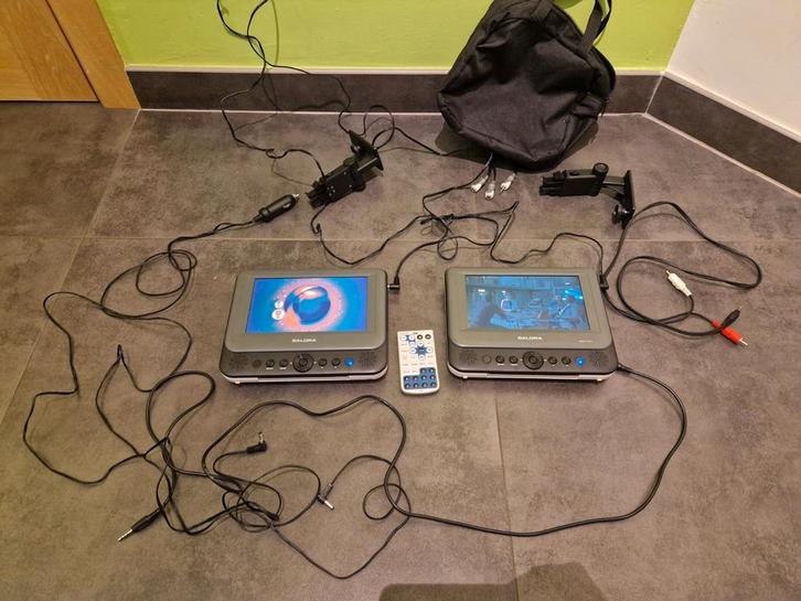 Dubbele dvd speler voor wagen + set dvd's kinderen, Audio, Tv en Foto, DVD spelers, Zo goed als nieuw, Ophalen