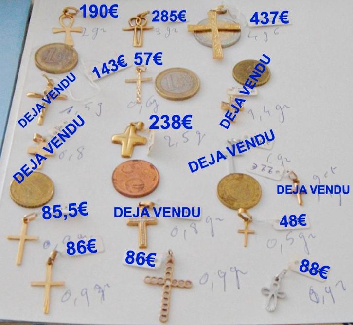 Pendentif croix de vie / égyptienne ou latine, or 18K, NEUF, Bijoux, Sacs & Beauté, Pendentifs, Neuf, Or, Or, Croix ou Symbole