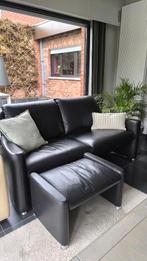Zwarte Lederen salon tekoop Leolux, Huis en Inrichting, Ophalen, Zo goed als nieuw, Leer