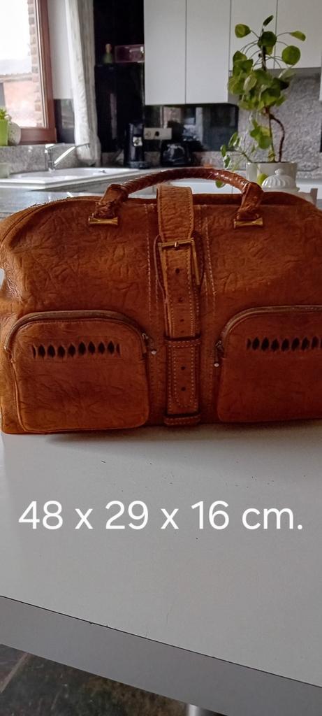 Oude lederen reistas, Antiquités & Art, Curiosités & Brocante, Enlèvement ou Envoi
