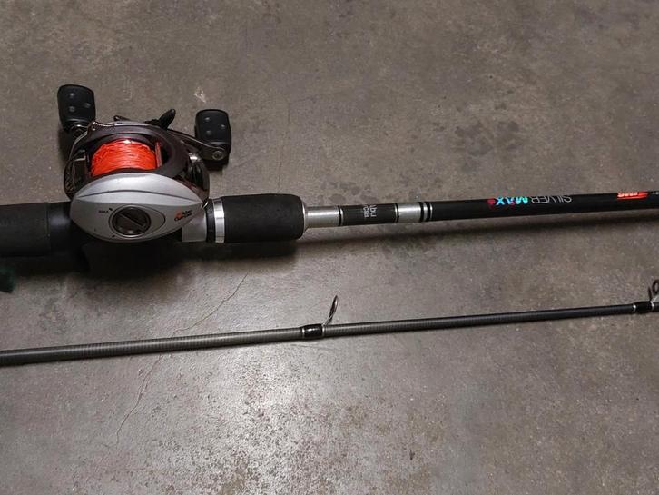 Canne abu garcia silvermax 220'  15-45gr+ moulin smax2-L, Watersport en Boten, Hengelsport | Roofvissen, Zo goed als nieuw, Werphengel