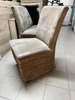 Stoelen rotan - nubuck leder, Ophalen, Gebruikt, Bruin, Stof