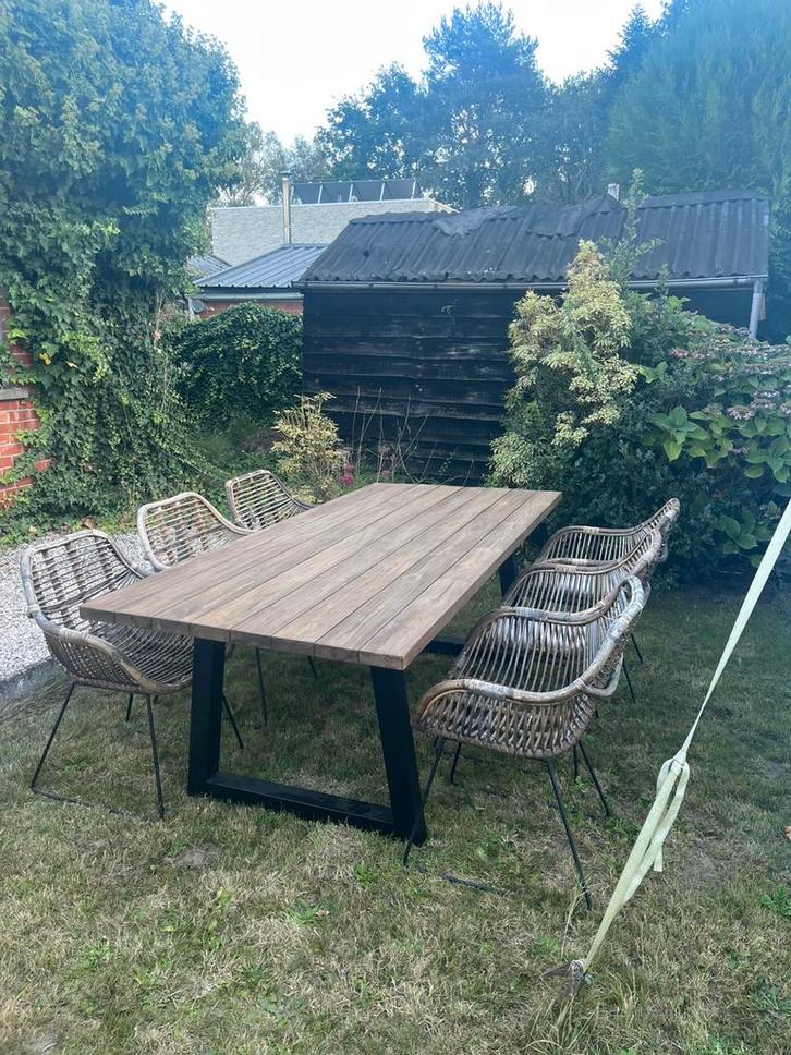 Prachtige Tuinset in Teak, Tuin en Terras, Tuinsets en Loungesets, Gebruikt, Tuinset, Teakhout, 6 zitplaatsen, Ophalen