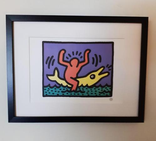Keith Haring 'Man op Vis', Antiquités & Art, Art | Lithographies & Sérigraphies, Enlèvement ou Envoi